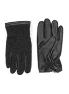 Topman Mens Red Charcoal And Black Leather And Knitted Gloves