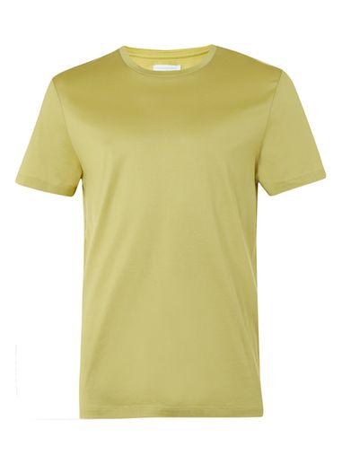 Topman Mens Blue Premium Lime Green Crew Neck T-shirt