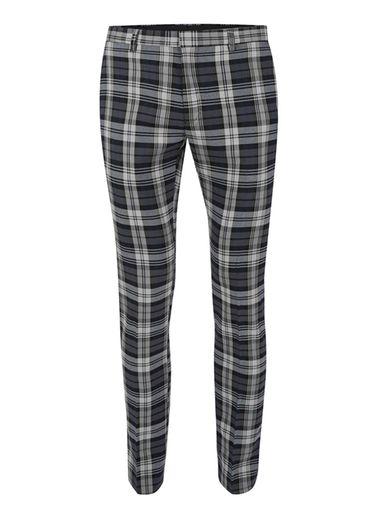 Topman Mens Blue Navy And Grey Check Ultra Skinny Fit Dress Pants