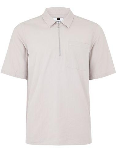 Topman Mens Grey Gray Modern Zip Shirt