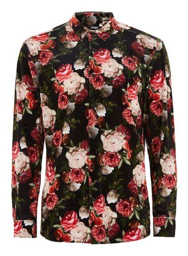 Topman Mens Multi Jaded Velvet Floral Shirt*