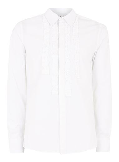 Topman Mens White Ruffle Shirt