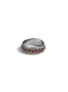 Topman Mens Silver Red Stone Ring*