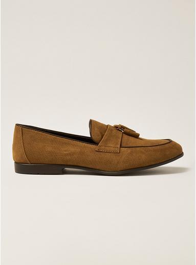 Topman Mens Brown Tan Faux Suede Prince Tassel Loafers