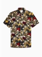 Topman Mens Premium Multi Leaf Stand Collar Slim Shirt