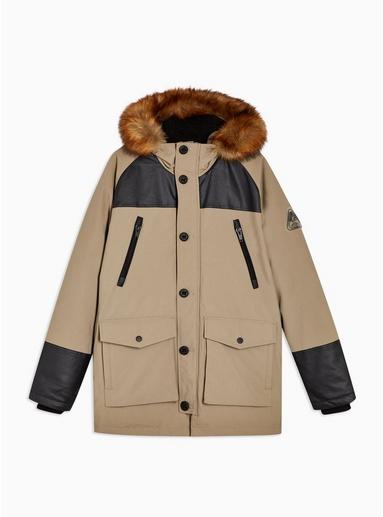 Topman Mens Stone Panel Parka Jacket