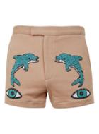 Topman Mens Topman Design Brown Dolphin Eye Jersey Shorts