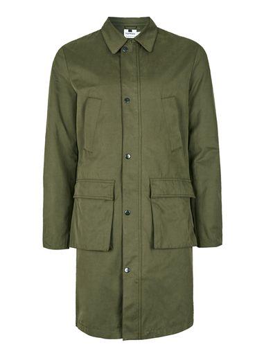 Topman Mens Green Khaki Formal Military Style Mac