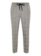 Topman Mens Black Gray Check Joggers With Red Side Stripe