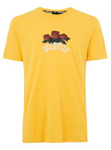 Topman Mens Criminal Damage Yellow 'crown' T-shirt