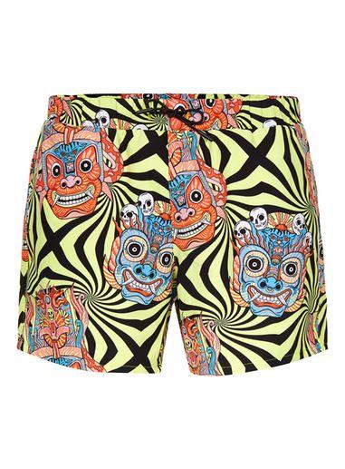 Topman Mens Multi Topman Presents: Felicity Marshall Dragon Face Swim Shorts