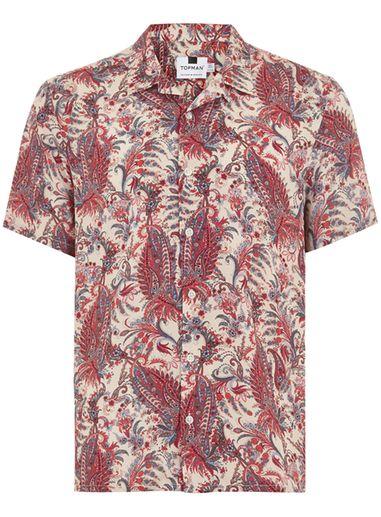 Topman Mens Pink Paisley Shirt