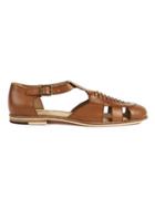 Topman Mens Brown Tan Leather Fisherman Buckle Sandals