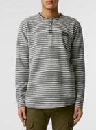 Topman Mens Nicce Grey Stripe Henley Long Sleeve T-shirt
