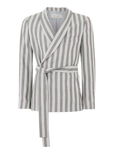 Topman Mens Multi Tmd Light Gray Stripe Blazer