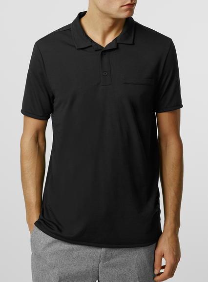 Topman Mens Black Revere Polo Neck T-shirt