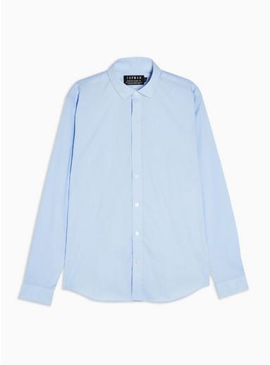 Topman Mens Light Blue Stretch Shirt