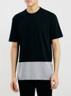 Topman Mens Black Grey Panel Crew Neck T-shirt
