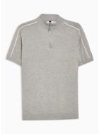 Topman Mens Grey Gray Tipped Zip Roll Neck Jumper