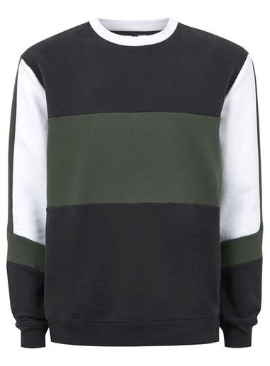 Topman Mens Multi Khaki Panelled Sweatshirt