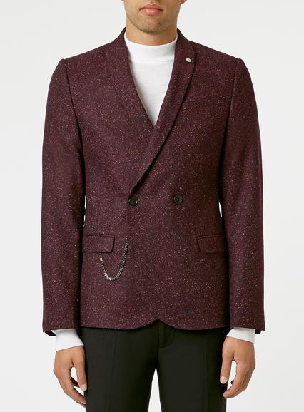 Topman Mens Red Burgundy Noose & Monkey Blazer