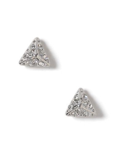 Topman Mens Silver Glass Crystal Triangle Stud Earrings*