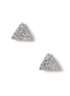 Topman Mens Silver Glass Crystal Triangle Stud Earrings*
