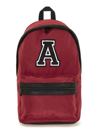 Topman Mens Red Embroidered Detail Nylon Backpack