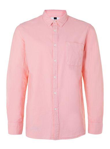 Topman Mens Pink Chambray Casual Shirt