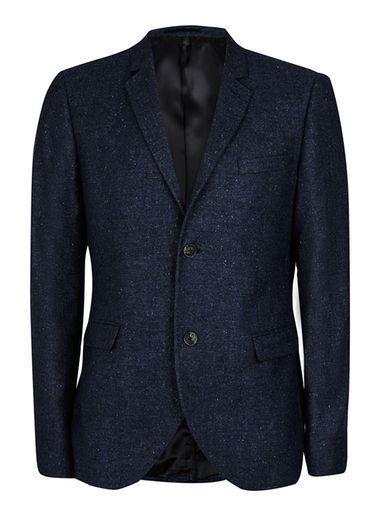 Topman Mens Blue Navy Wool Blend Skinny Fit Blazer