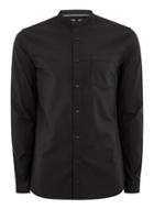 Topman Mens Black Stretch Muscle Fit Stand Collar Shirt