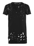 Topman Mens Blue Criminal Damage Black Paint Splat Distressed T-shirt*