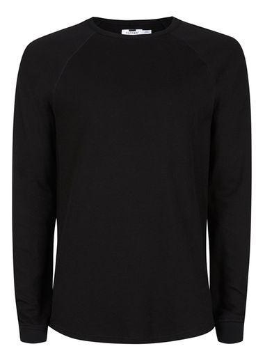 Topman Mens Black Waffle Textured Raglan T-shirt