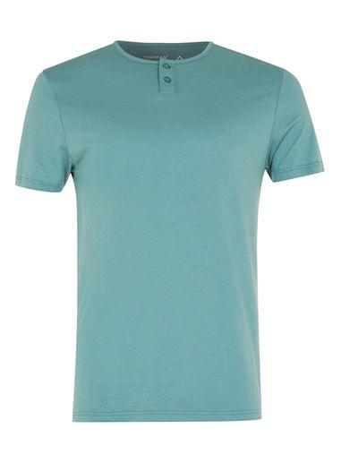 Topman Mens Sea Green Muscle Fit Grandad T-shirt