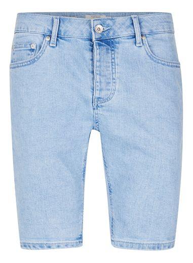 Topman Mens Light Blue Bleached Stretch Skinny Denim Shorts