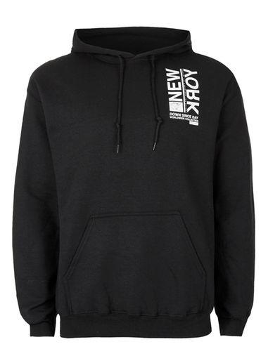 Topman Mens Black New York Print Oversized Hoodie