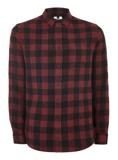 Topman Mens Red Buffalo Check Shirt