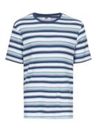 Topman Mens Light Blue Stripe Waffle T-shirt