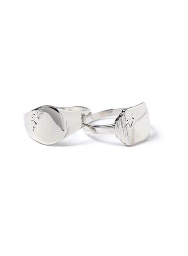 Topman Mens Metallic Silver Look Signet Ring Pack*