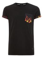 Topman Mens Criminal Damage Black 'fire' Pocket T-shirt