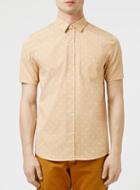 Topman Mens Brown Stone Dandelion Print Short Sleeve Casual Shirt