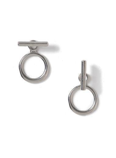 Topman Mens Silver Look Bar And Hoop Stud Earrings*