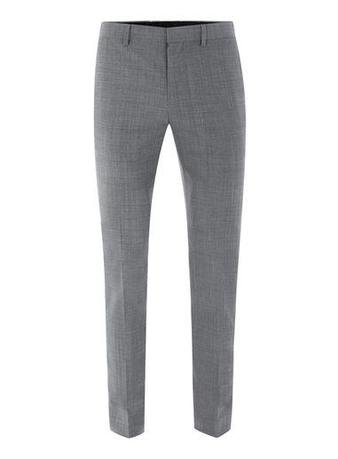 Topman Mens Mid Grey Light Blue Chambray Ultra Skinny Fit Suit Pants