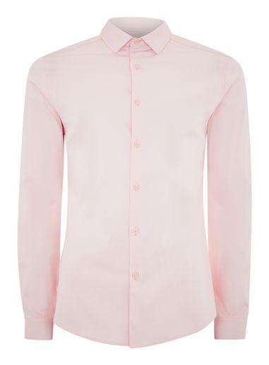 Topman Mens Pink Muscle Fit Smart Shirt