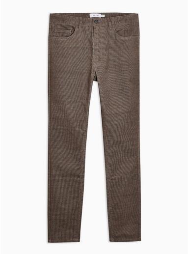 Topman Mens Brown Micro Corduroy Stretch Skinny Pants