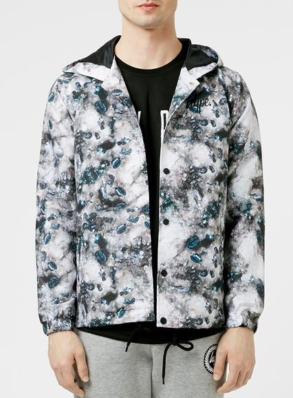 Topman Mens Black Hype Crystal Print Coach Jacket*