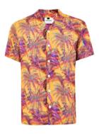 Topman Mens Orange Palm Tree Short Sleeve Shirt