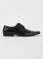 Topman Mens Black Leather Square Toed Derby Shoes