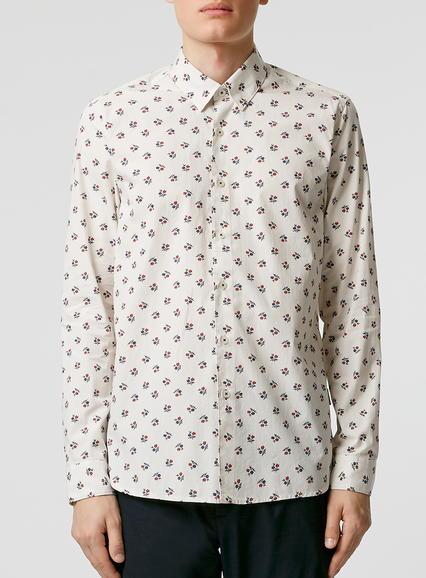 Topman Mens Brown Peter Werth Beige Shirt