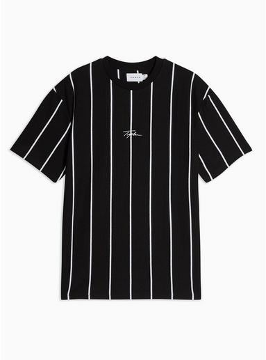 Topman Mens Signature Black Stripe Printed T-shirt